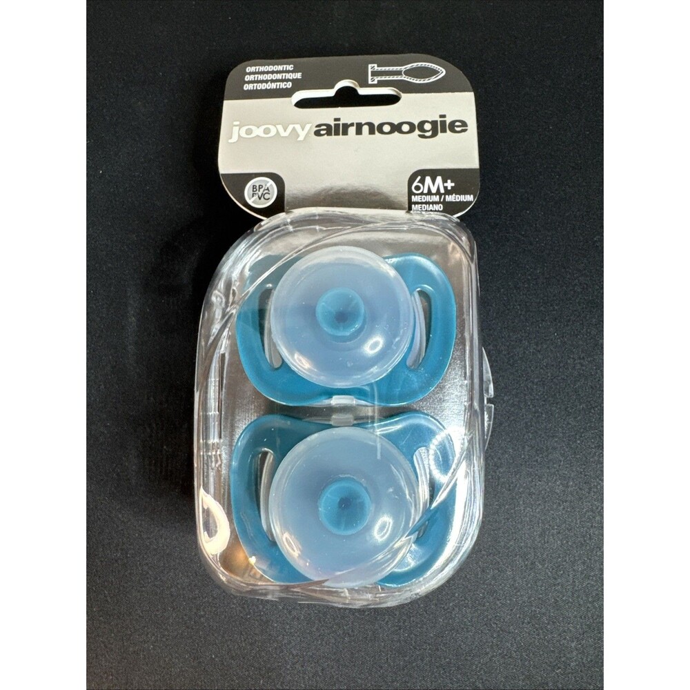 Joovy Airnoogie Orthodontic Pacifiers 6M+ 2-Pack- Natural Touch- Turquoise